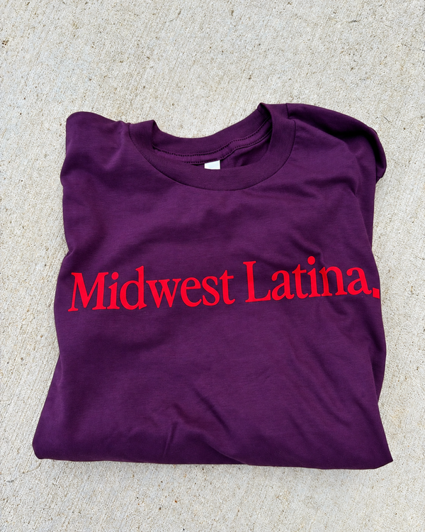 Plum tee with red logo