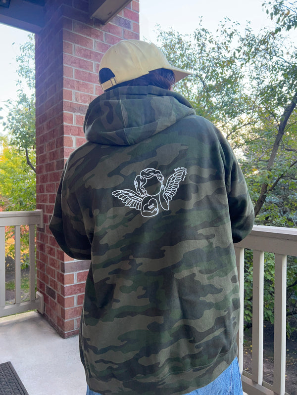 Camo angel zip up