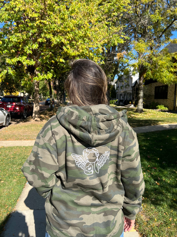 Camo angel zip up
