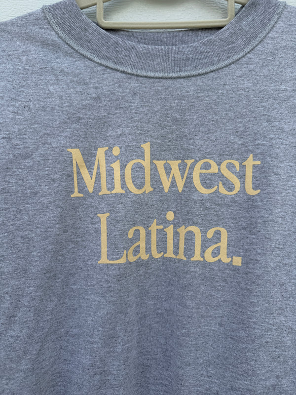 Heather grey with butter yellow logo tee