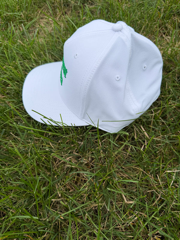 White cap with green logo
