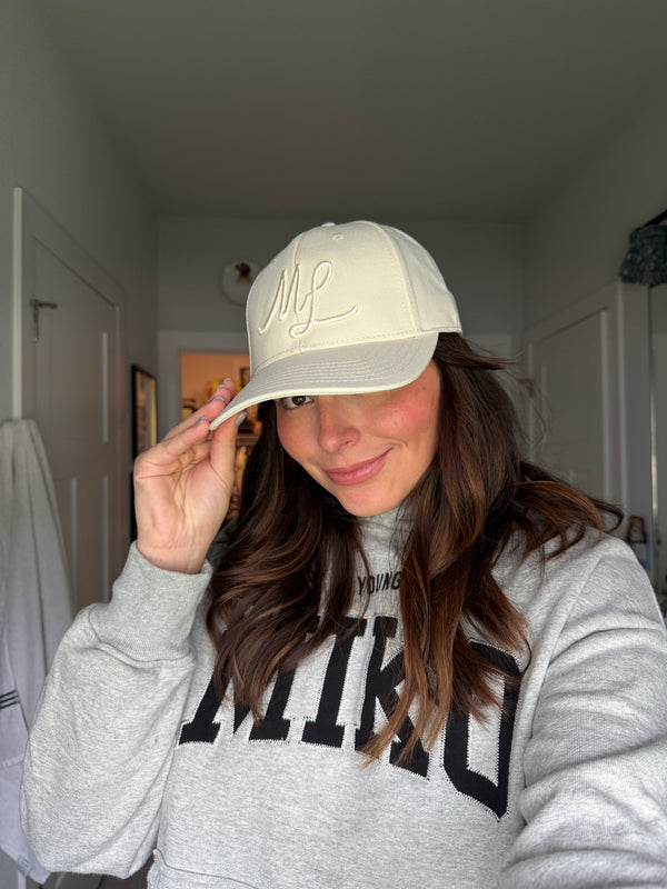 ML brand stamp cotton cap