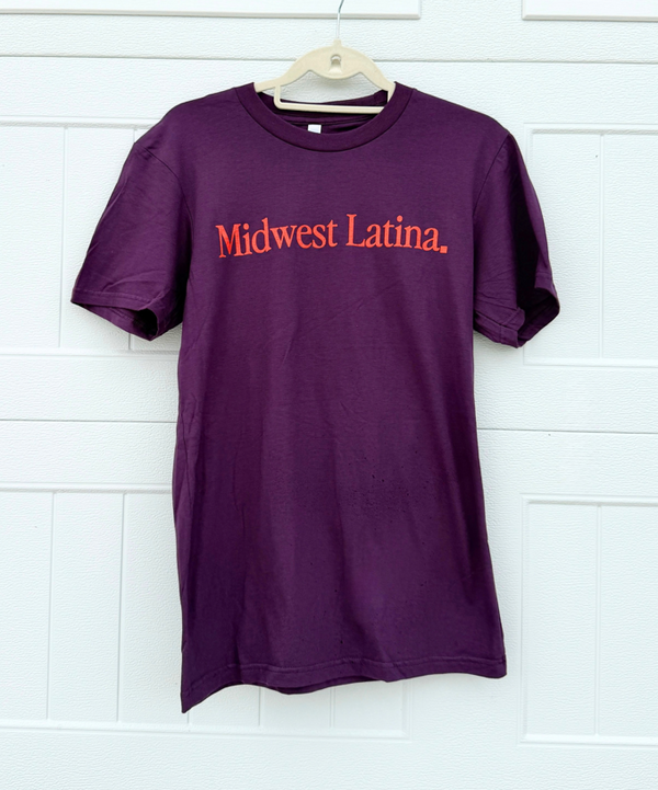 Plum tee with red logo